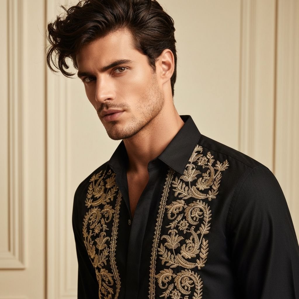 Embroidered menswear detail