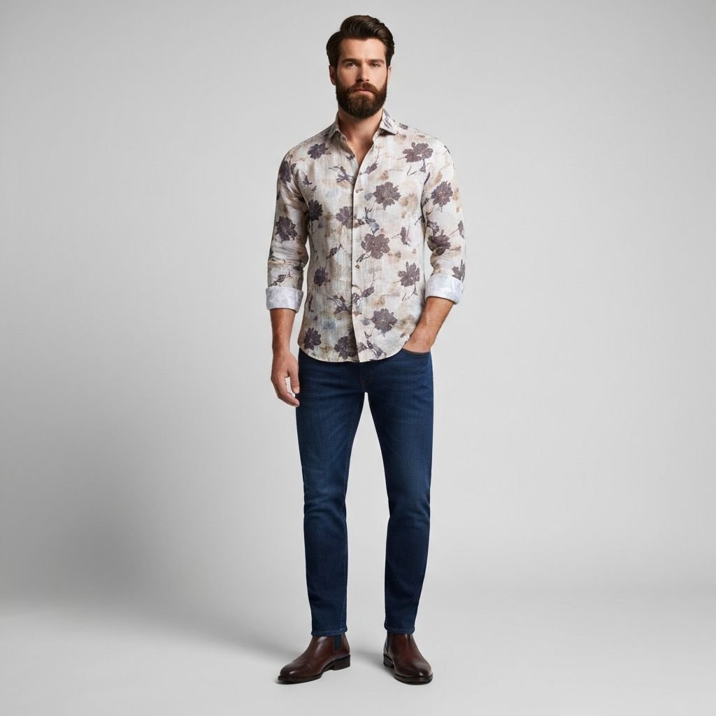 Luxury printed linen shirt